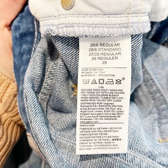 GAP High Rise Distressed Busted Knees Barrel Jeans Light Indigo Blue 28 / 6 - Picture 5 of 5